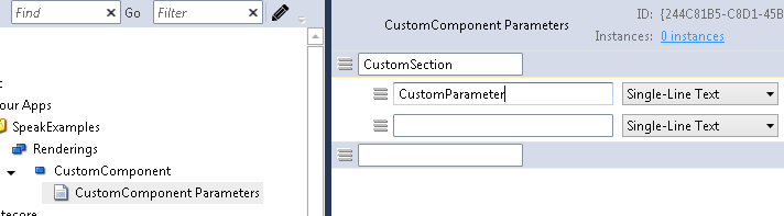 rendering parameters template